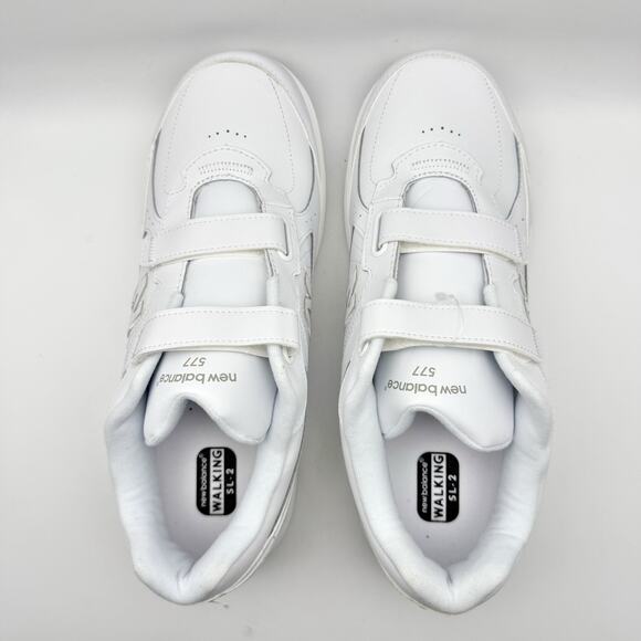 New Balance Mens 577 Sneakers US 14 White Leather Athletic Hook and Loop NIB